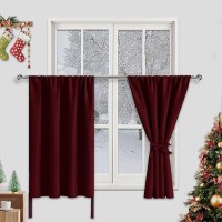 Jiuzhen Short Curtains With 2 Tiebacks 42 X 30 Valance Curtain Tiers For Small Windows Thermal Room Darkening Curtains 2