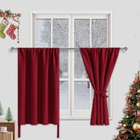 Jiuzhen Short Curtains With 2 Tiebacks 42 X 30 Valance Curtain Tiers For Small Windows Thermal Room Darkening Curtains 2