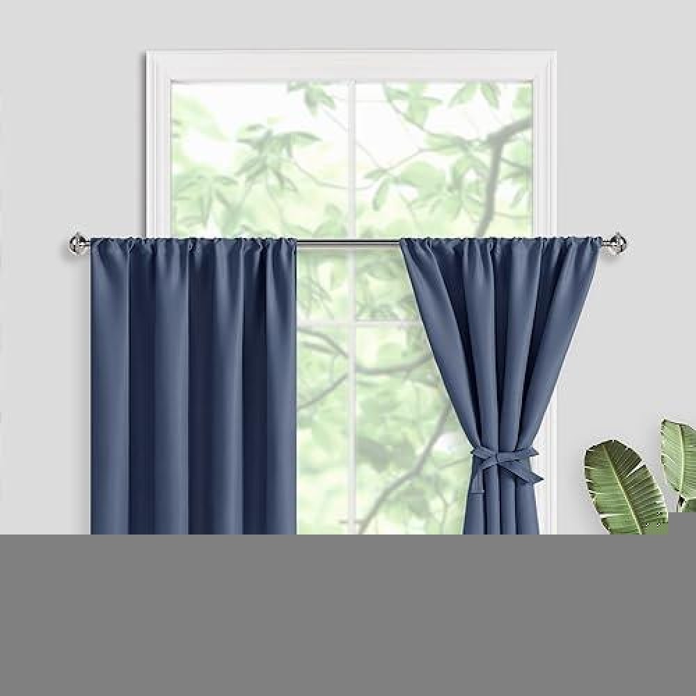 Jiuzhen Short Curtains With 2 Tiebacks 42 X 30 Valance Curtain Tiers For Small Windows Thermal Room Darkening Curtains 2