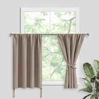 Jiuzhen Short Curtains With 2 Tiebacks 42 X 30 Valance Curtain Tiers For Small Windows Thermal Room Darkening Curtains 2