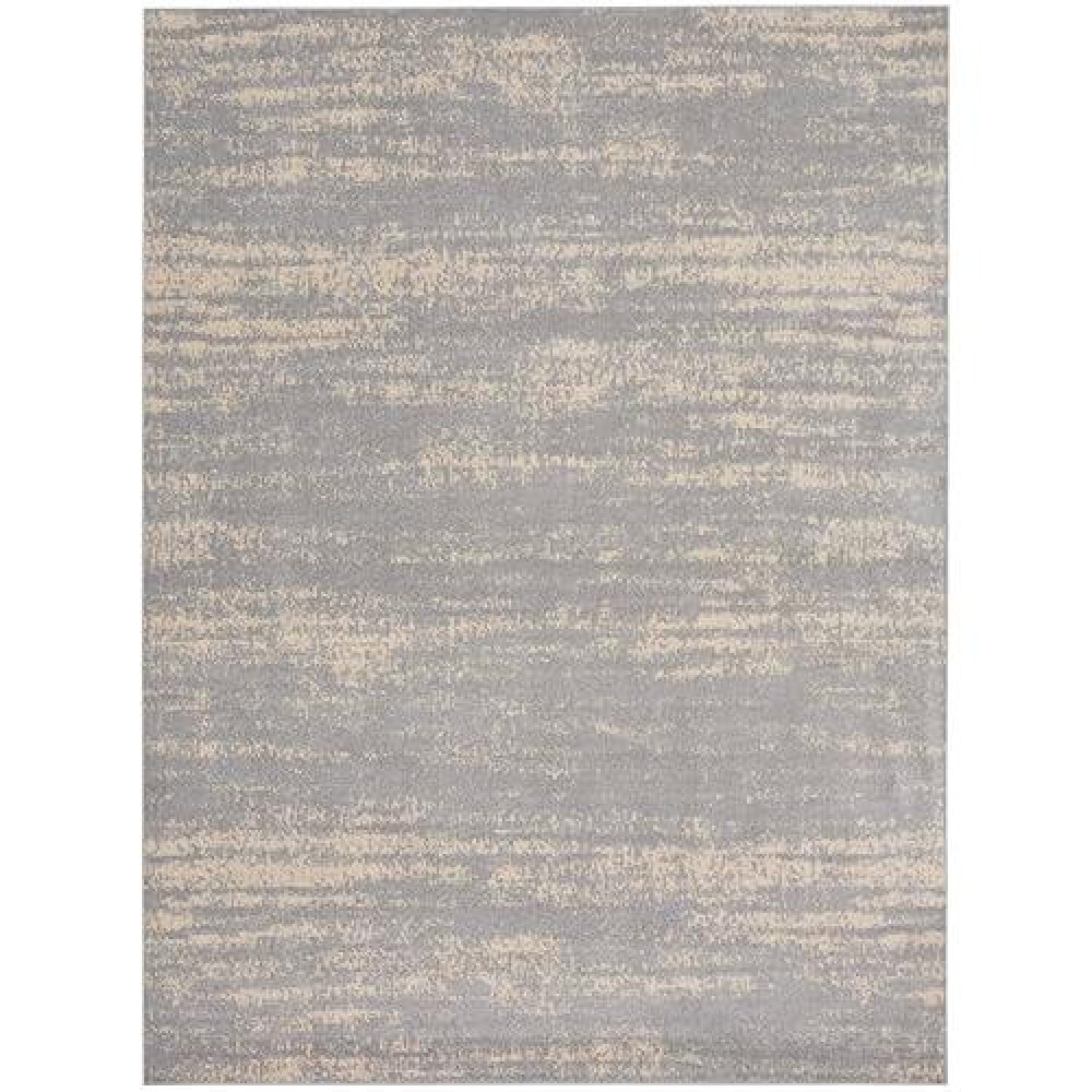 Nourison Essentials Indoor/Outdoor Solid Abstract Grey/Beige 10' X 14' Area Rug  Easy Cleaning  Non Shedding  Bed Room  Living Room  Dining Room  Backyard  Deck  Patio (10X14)