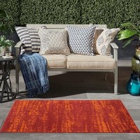 Nourison Essentials Indoor/Outdoor Solid Abstract Red 2' X 4' Area Rug  Easy Cleaning  Non Shedding  Bed Room  Living Room  Dining Room  Backyard  Deck  Patio (2X4)