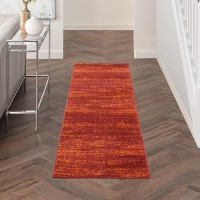 Nourison Essentials Indoor/Outdoor Solid Abstract Red 2' X 6' Area Rug  Easy Cleaning  Non Shedding  Bed Room  Living Room  Dining Room  Backyard  Deck  Patio (2X6)