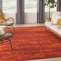 Nourison Essentials Indoor/Outdoor Solid Abstract Red 9' X 12' Area Rug  Easy Cleaning  Non Shedding  Bed Room  Living Room  Dining Room  Backyard  Deck  Patio (9X12)