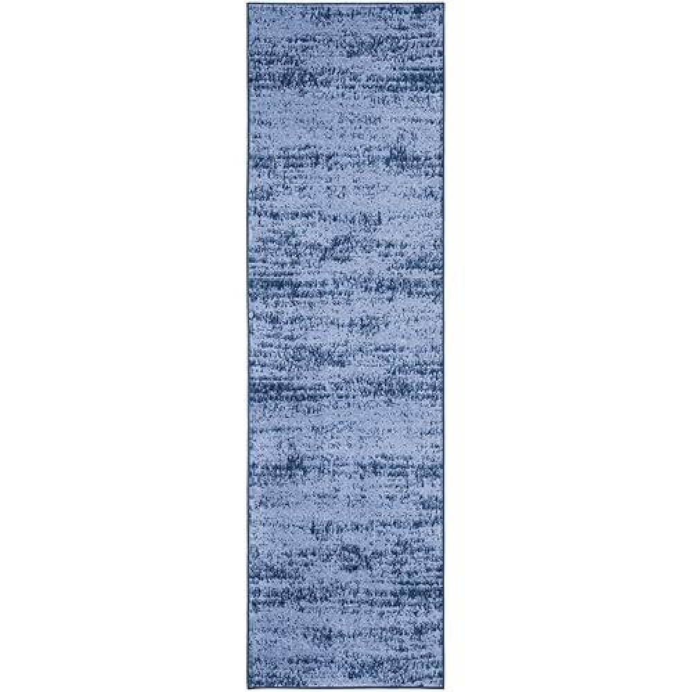 Nourison Essentials Indoor/Outdoor Solid Abstract Denim 2' X 6' Area Rug  Easy Cleaning  Non Shedding  Bed Room  Living Room  Dining Room  Backyard  Deck  Patio (2X6)