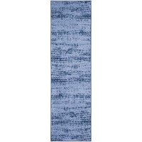 Nourison Essentials Indoor/Outdoor Solid Abstract Denim 2' X 6' Area Rug  Easy Cleaning  Non Shedding  Bed Room  Living Room  Dining Room  Backyard  Deck  Patio (2X6)