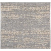 Nourison Essentials Indoor/Outdoor Solid Abstract Grey/Beige 5' X Square Area Rug  Easy Cleaning  Non Shedding  Bed Room  Living Room  Dining Room  Backyard  Deck  Patio (5 Square)