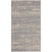 Nourison Essentials Indoor/Outdoor Solid Abstract Grey/Beige 3' X 5' Area Rug  Easy Cleaning  Non Shedding  Bed Room  Living Room  Dining Room  Backyard  Deck  Patio (3X5)