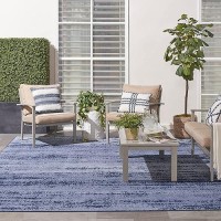 Nourison Essentials Indoor/Outdoor Solid Abstract Denim 10' X 14' Area Rug  Easy Cleaning  Non Shedding  Bed Room  Living Room  Dining Room  Backyard  Deck  Patio (10X14)