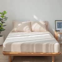 Moomee Bedding Sheet Set 100 Washed Cotton Linen Like Textured Breathable Durable Soft Comfy Sandy Beige King