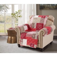 Brilliant Sunshine Burgundy Heart Love Patchwork Quilted Chair Slipcover, 23