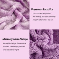 Newcosplay Super Soft Faux Fur Blanket Queen Size Light Purple Sherpa Fuzzy Plush Warm Blanket For Sofa Bed Light Purple Queen