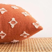 Emema Fall Burnt Orange Decorative Throw Pillow Covers Rhombic Jacquard Pillowcase Cushion Case Square For Couch Sofa Bed Living