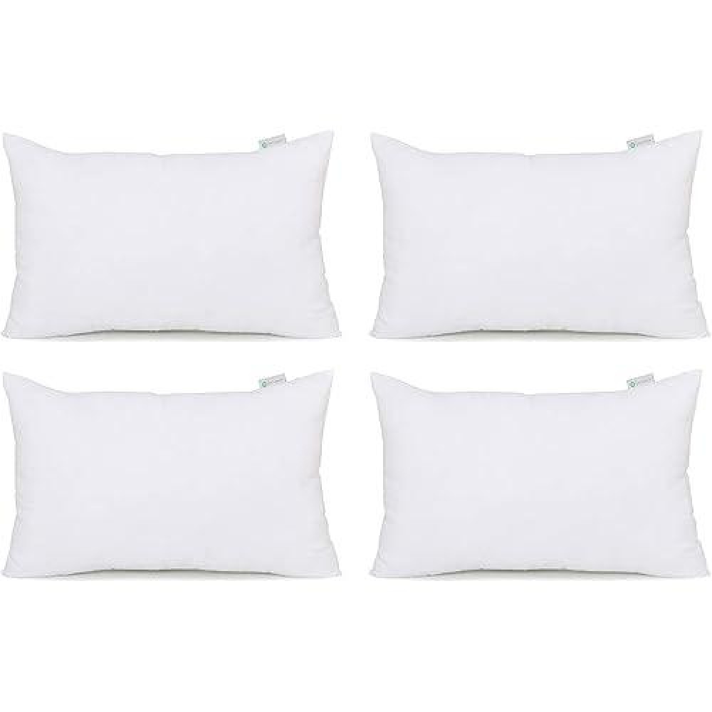 Acanva Throw Pillow Stuffer Inserts Decorative Rectangle Premium Sham Forms Cushion For Sofa Couch Chair 12X20 Inch Pack Of 4