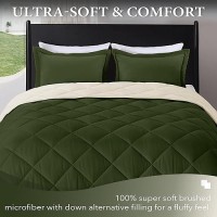 Downluxe Queen Comforter Set Lightweight Solid Down Alternative Reversible 3Piece Queen Size Comforter Set With 2 Reversible