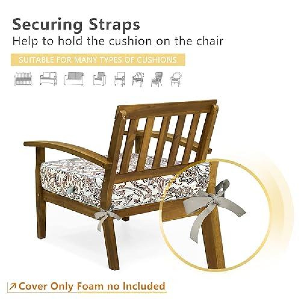 Porch Shield Outdoor Cushion Slipcovers Patio Chair Seat Cushion Covers Set 4 Waterproof Fade Resistant 20 X 18 X 4 Inch Paisl