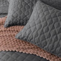 Exclusivo Mezcla Soft Quilt Set Queen Full Size 3 Pieces Lightweight Quilts Grey Bedspreads Coverlets Bedding Set For All Seaso