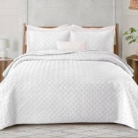 Exclusivo Mezcla Soft Quilt Set King Size 3 Pieces Lightweight Quilts White Bedspreads Coverlets Bedding Set For All Seasons W