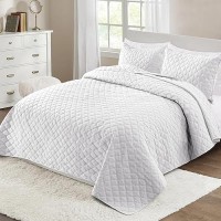 Exclusivo Mezcla Soft Quilt Set King Size 3 Pieces Lightweight Quilts White Bedspreads Coverlets Bedding Set For All Seasons G