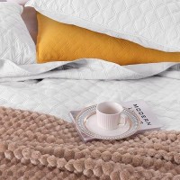 Exclusivo Mezcla Soft Quilt Set King Size 3 Pieces Lightweight Quilts White Bedspreads Coverlets Bedding Set For All Seasons G