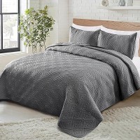 Exclusivo Mezcla Quilt Set Twin Size 2 Pieces Soft Lightweight Quilts Grey Bedspreads Coverlets Classic Pattern Bedding Set For