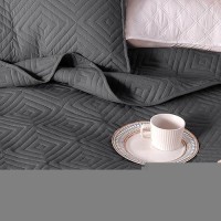 Exclusivo Mezcla Quilt Set Twin Size 2 Pieces Soft Lightweight Quilts Grey Bedspreads Coverlets Classic Pattern Bedding Set For