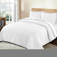 Exclusivo Mezcla Soft Quilt Set Queen Full Size 3 Pieces Lightweight Quilts White Bedspreads Coverlets Bedding Set For All Seas