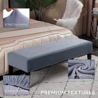 Searchi Stretch Dining Bench Covers Washable Anti Dust Durable Bench Cushion Covers Velvet Bench Slipcover Dining Room Bench C