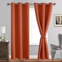 Jiuzhen Blackout Curtains With Tiebacks Thermal Insulated Light Blocking And Noise Reducing Grommet Curtain Drapes For Bedroo