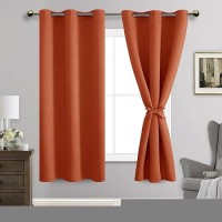 Jiuzhen Caramel Blackout Curtains With Tiebacks Thermal Insulated Light Blocking And Noise Reducing Grommet Curtains For Bedroo