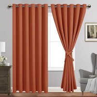 Jiuzhen Caramel Blackout Curtains With Tiebacks Thermal Insulated Light Blocking And Noise Reducing Grommet Curtains For Bedroo