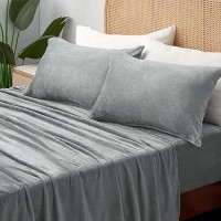 Bedelite Flannel Sheets Twin Size Grey Super Soft Fleece Sheets Set Fluffy Extra Plush 3 Pieceinclude Fitted Sheet Flat She