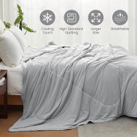 Cozy Bliss Cooling Comforter Queen Size  Cooling Blankets For Hot Sleepers And Night Sweats  Gray Summer Comforter For Queen Size Bed  Breathable Soft Lightweight Silk Smooth