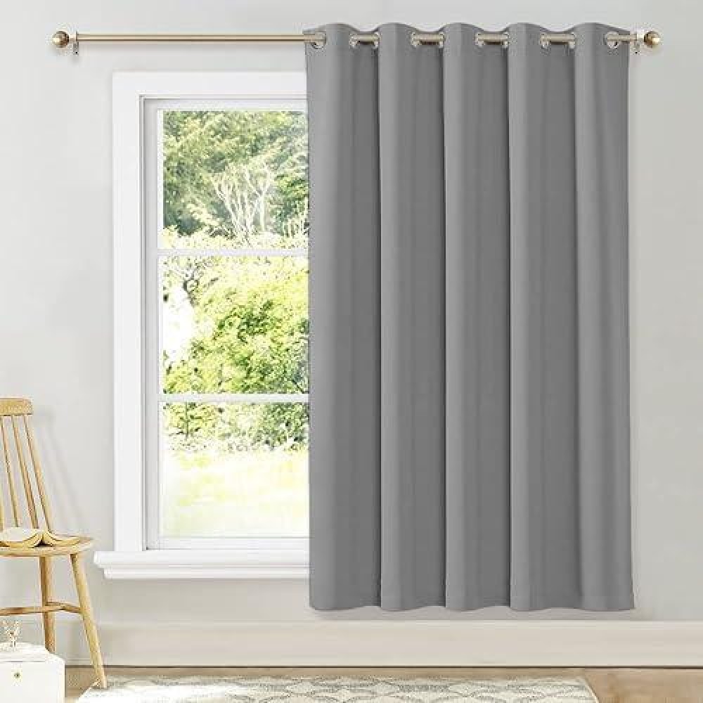 Nicetown Silver Grey Blackout Wide Blinds For Sliding Door  Insulated Noise Reduction Drapes  Privacy Vertical Curtain For Living Room&Bedroom (1 Panel  W70 X L72)