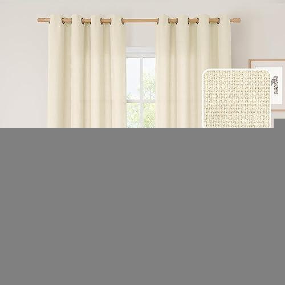 Lamit Linen Curtains 120 Inch For Bedroom Grommet Thick Linen Textured Sheer Curtains Light Filtering Privacy Window Curtains F