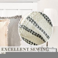 Zwjd Throw Pillow Covers 26X26 Set Of 2 Striped Pillow Covers With Fringe Chic Cotton Decorative Pillows Square Cushion Covers For Sofa Couch Bed Living Room Farmhouse Decor