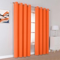 Dualife Orange Curtains For Living Room Bedroom Light Blocking Window Curtains Triple Weave Room Darkening Curtain Panels Thermal Insulated Grommet Top 52X96