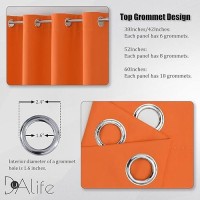 Dualife Orange Curtains For Living Room Bedroom Light Blocking Window Curtains Triple Weave Room Darkening Curtain Panels Thermal Insulated Grommet Top 52X96