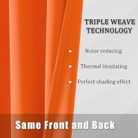 Dualife Orange Curtains For Living Room Bedroom Light Blocking Window Curtains Triple Weave Room Darkening Curtain Panels Thermal Insulated Grommet Top 52X96