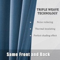 Dualife Midnight Curtains For Living Room Bedroom Light Blocking Window Curtains Triple Weave Room Darkening Curtain Panels Ther