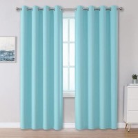 Dualife Aqua Curtains For Living Room Bedroom Light Blocking Window Curtains Triple Weave Room Darkening Curtain Panels Thermal Insulated Grommet Top 52X96