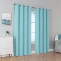 Dualife Aqua Curtains For Living Room Bedroom Light Blocking Window Curtains Triple Weave Room Darkening Curtain Panels Thermal Insulated Grommet Top 52X96