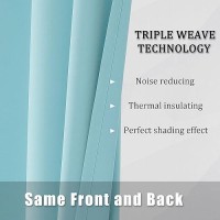 Dualife Aqua Curtains For Living Room Bedroom Light Blocking Window Curtains Triple Weave Room Darkening Curtain Panels Thermal Insulated Grommet Top 52X96