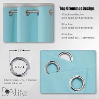 Dualife Aqua Colored Curtains 84 Inch Length Blue Bedroom Curtains For Girls Kids Nursery  Grommet Blackout Curtain Panels Window Drapes 2 Panels Set 52 By 84 Inches Long