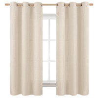 Bgment Curtains 63 Inch Length 2 Panels Set For Bedroom Grommet Thick Linen Look Burlap Textured Light Filtering Privacy Window