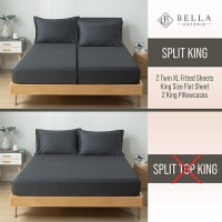 Bella Coterie Luxury Split King Sheet Set Viscose Made From Bamboo Organically Grown Ultra Soft Cooling For Hot Sleepers