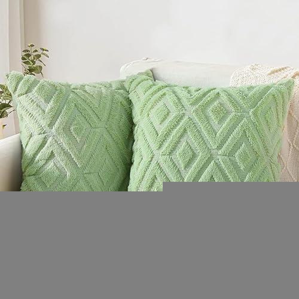 Pallene Soft Faux Fur Throw Pillow Covers 16X16 Plush Wool Decorative Pillow Covers Couch Sofa Pillow Covers For Living Room