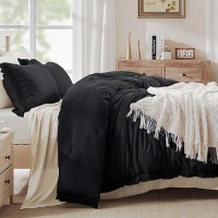 Andency Black Comforter Set Full Size  3 Pieces Boho Tassel Lightweight Bedding Comforter Sets  All Season Soft Fluffy Fringe Bed Set (79X90In Comforter & 2 Pillowcases)