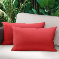Lewondr Waterproof Outdoor Throw Pillow Cover, 2 Pack Solid Pu Coating Throw Pillow Case Uv Protection Garden Cushion Cover For Patio Sofa Couch Balcony 12