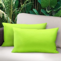 Lewondr Waterproof Outdoor Throw Pillow Cover, 2 Pack Solid Pu Coating Throw Pillow Case Uv Protection Garden Cushion Cover For Patio Sofa Couch Balcony 12